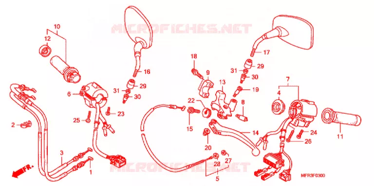 COMMODOS - POIGNEES - CABLES Honda MOTO 1300 VT 2011  VT1300CXAB