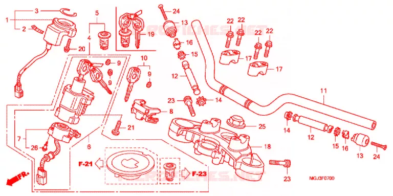 GUIDON - TE DE FOURCHE Honda MOTO 1000 CBF 2010  CBF1000FAA