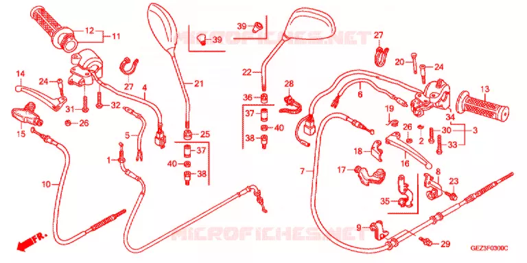 LEVIER DE GUIDON - CABLE - COMMODO Honda SCOOTER 50 ZOOMER 2004  NPS505