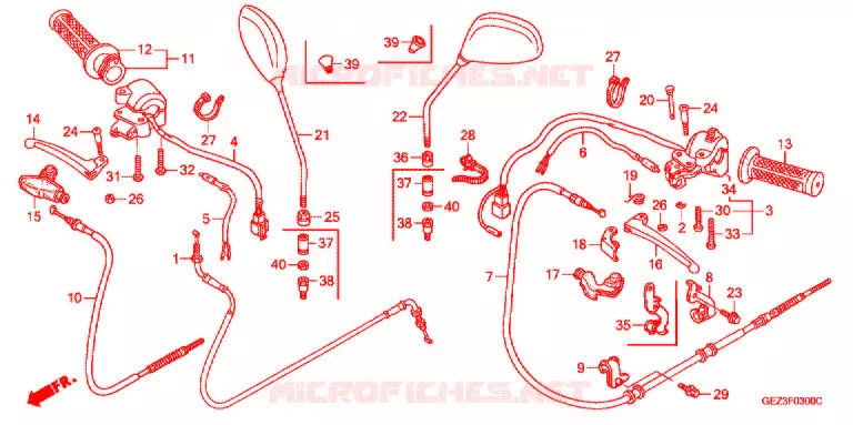 LEVIER DE GUIDON - CABLE - COMMODO Honda SCOOTER 50 ZOOMER 2005  NPS505