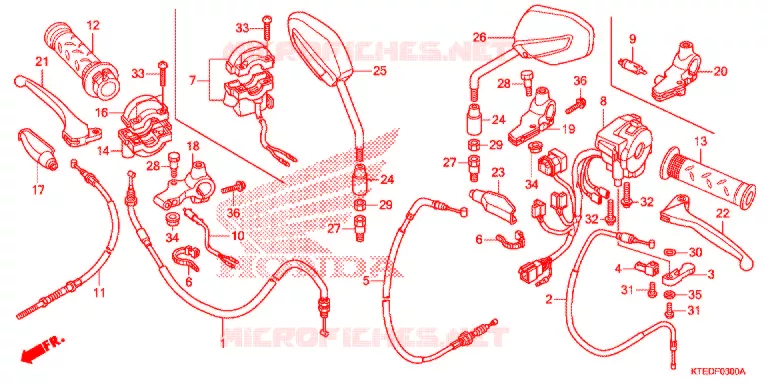 LEVIER DE GUIDON - CABLE - COMMODO Honda MOTO 125 CBF 2012  CBF125MCC