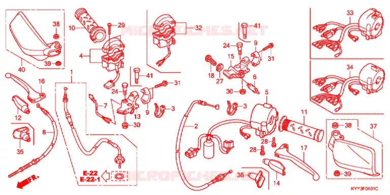 LEVIER DE GUIDON - CABLE - COMMODO (2) Honda MOTO 125 ACE 2016  CGX125SHF