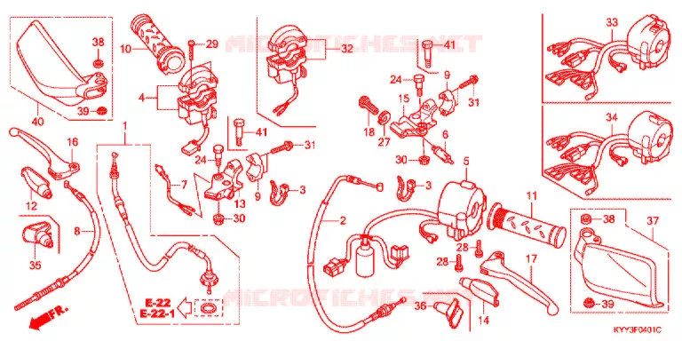 LEVIER DE GUIDON - CABLE - COMMODO (2) Honda MOTO 125 ACE 2015  CGX125SHF