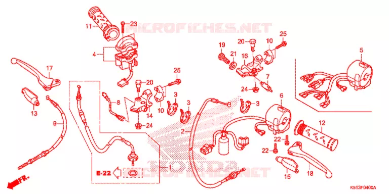 LEVIER DE GUIDON - CABLE - COMMODO Honda MOTO 125 CG 2015  CGX125WHF