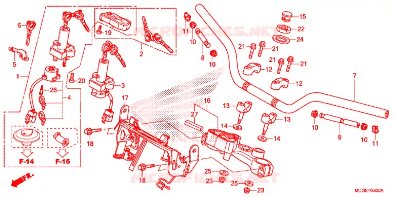 GUIDON - TE DE FOURCHE Honda MOTO 400 NX 2014  NX400D