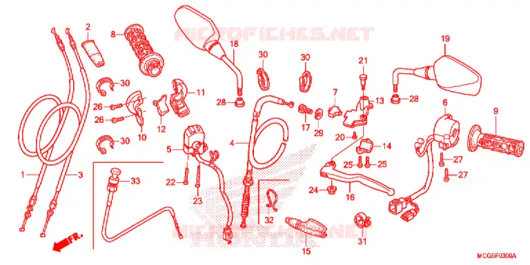 LEVIER DE GUIDON - CABLE - COMMODO Honda MOTO 400 NX 2013  NX400D