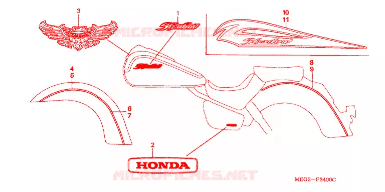 AUTOCOLLANTS Honda MOTO 750 SHADOW 2007  VT750C7