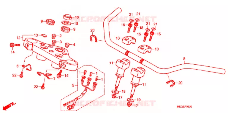 GUIDON - TE DE FOURCHE Honda MOTO 750 SHADOW 2010  VT750CSA
