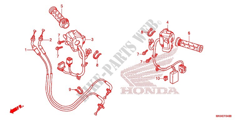COMMODO   LEVIER   CABLE pour Honda NC 750 INTEGRA GRIS, NOIR 2016