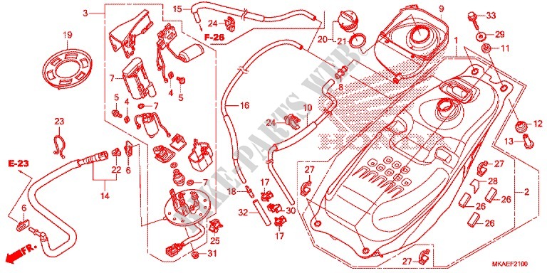 RESERVOIR A CARBURANT   POMPE A ESSENCE pour Honda NC 750 INTEGRA GRIS, NOIR 2016