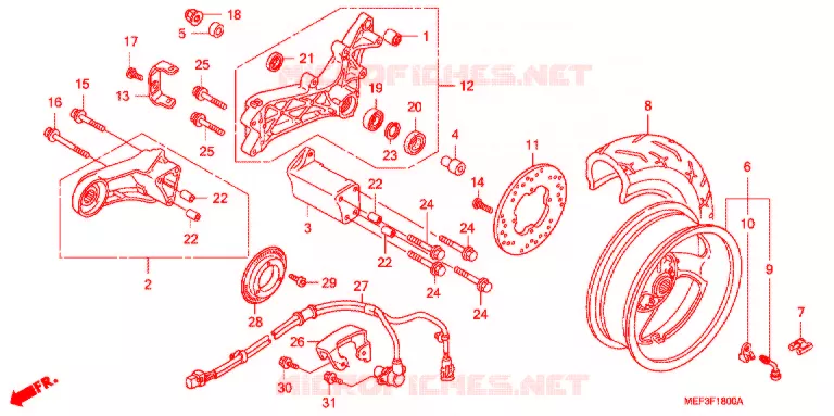 ROUE ARRIERE Honda SCOOTER 400 SILVERWING 2013  FJS400A9