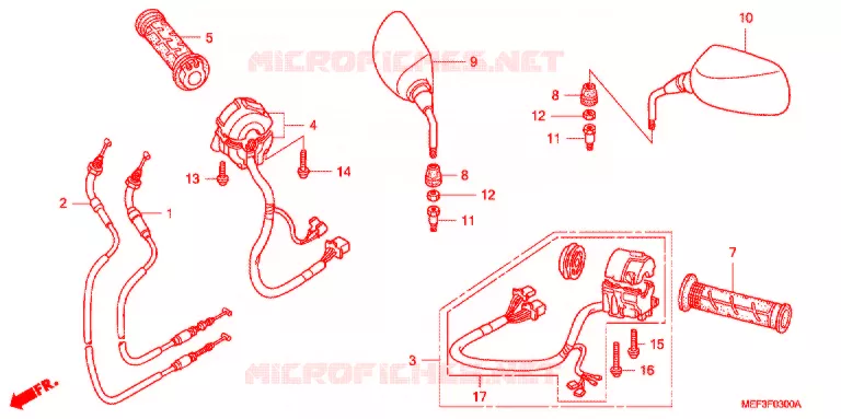 COMMODO - CABLE - RETROVISEUR Honda SCOOTER 400 SILVERWING 2015  FJS400A9