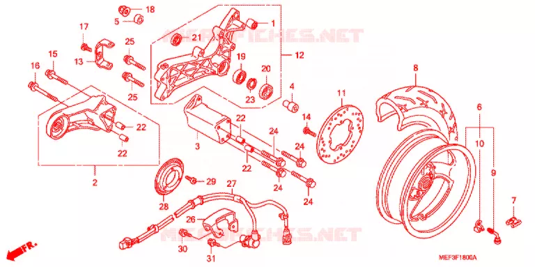 ROUE ARRIERE Honda SCOOTER 400 SILVERWING 2013  FJS400A9