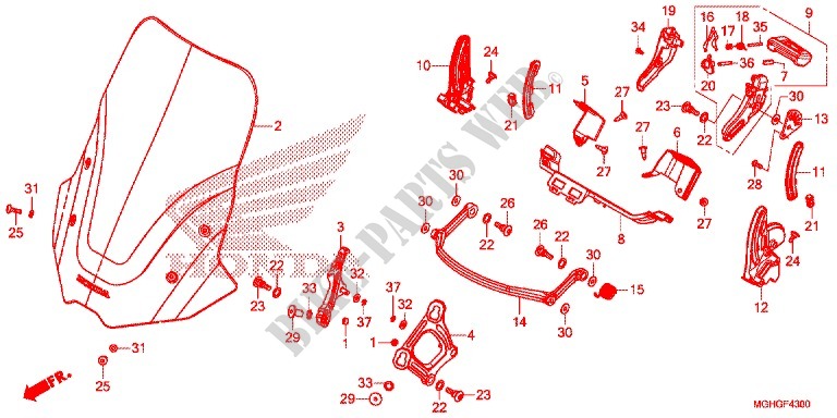 PARE BRISE pour Honda CROSSTOURER 1200 ABS RED 2016