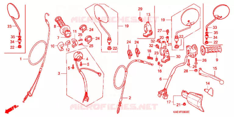 LEVIER DE GUIDON - CABLE - COMMODO Honda MOTO 250 CRM 1991  CRM250RM