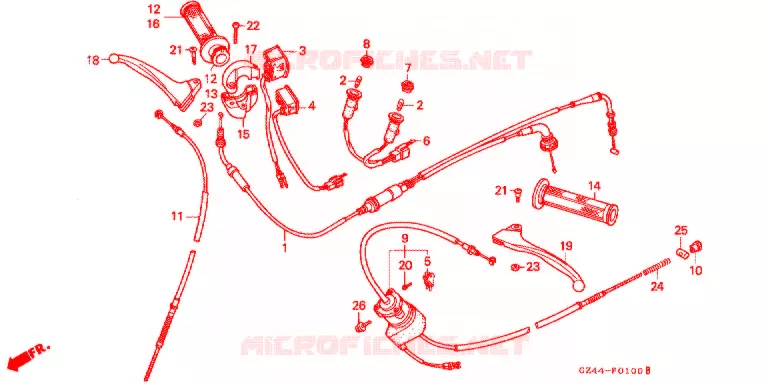 COMMODO - LEVIER - CABLE Honda MOTO 90 CUB 1993  EZ90P