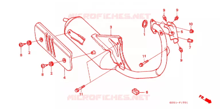 SILENCIEUX D'ECHAPPEMENT (SZ50P/R/T) Honda SCOOTER 50 TACT 1993  SZ50P
