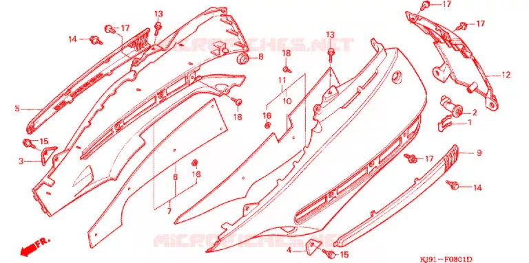 COUVERCLE ARRIERE (CH125H/N/P/R) Honda SCOOTER 125 SPACY 1994  CH125R