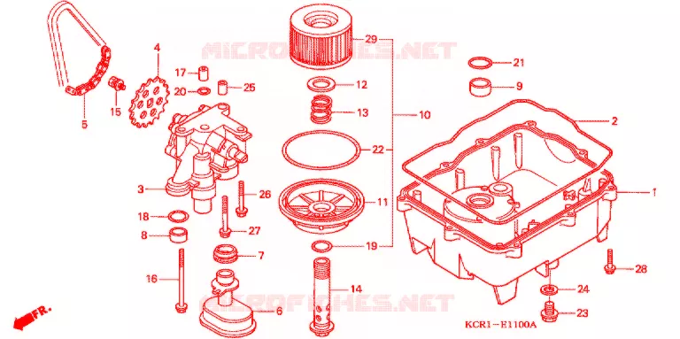 FILTRE A HUILE - CARTER D'HUILE - POMPE A HUILE Honda MOTO 250 MAGNA 1998  VT250CV_V