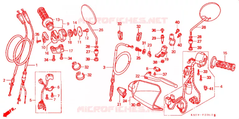 LEVIER DE GUIDON - CABLE - COMMODO Honda MOTO 250 CRM 1998  CRM250ARW