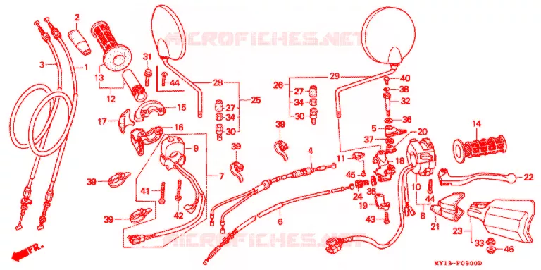 LEVIER DE GUIDON - CABLE - COMMODO Honda MOTO 750 AFRICA-TWIN 1994  XRV750R