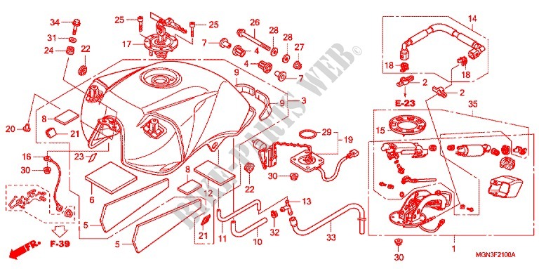 RESERVOIR A CARBURANT   POMPE A ESSENCE (CBF600S/SA) pour Honda CBF 600 FAIRING 34HP 2010