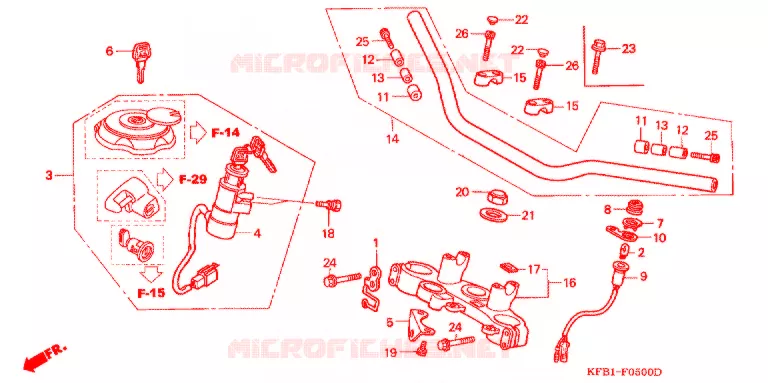 GUIDON - TE DE FOURCHE Honda MOTO 230 SL 1999  SL230X