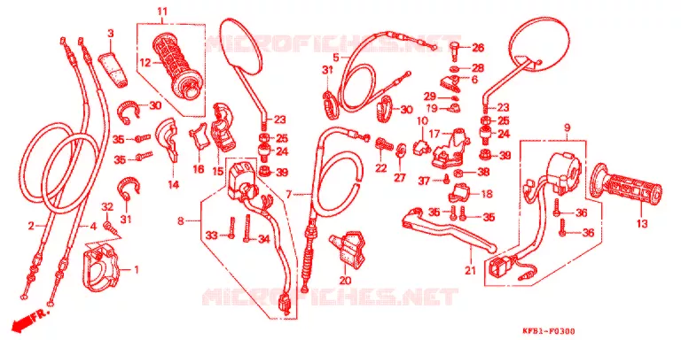 LEVIER DE GUIDON - CABLE - COMMODO Honda MOTO 230 SL 2001  SL230X