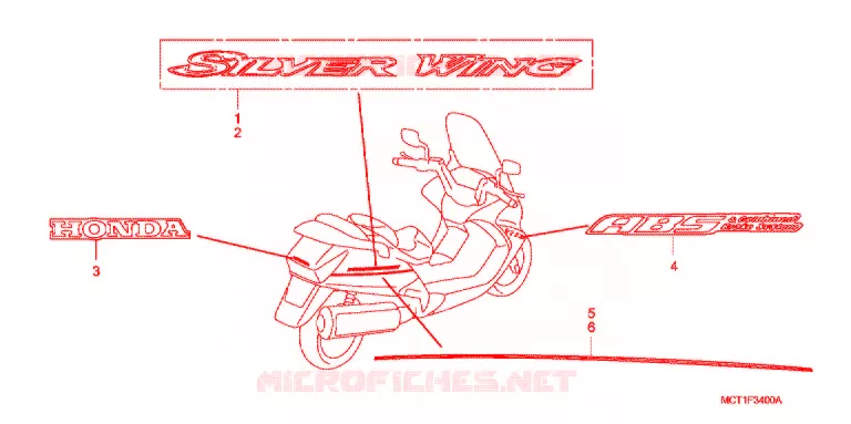 AUTOCOLLANTS Honda SCOOTER 600 SILVERWING 2001  FJS6001