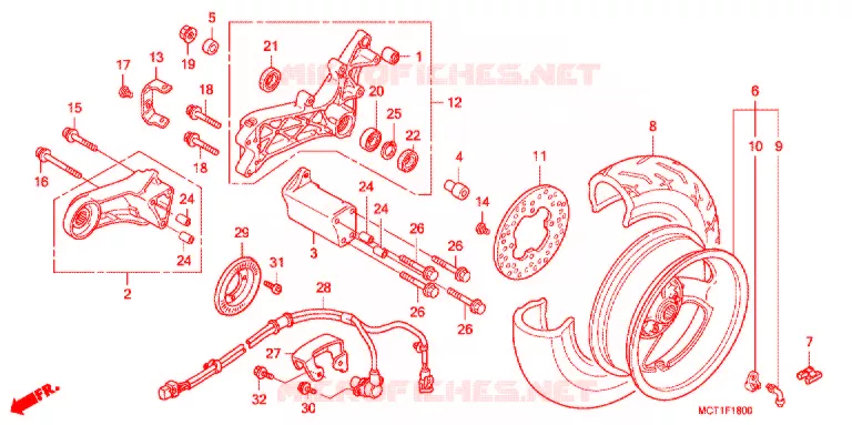 ROUE ARRIERE Honda SCOOTER 600 SILVERWING 2002  FJS6001