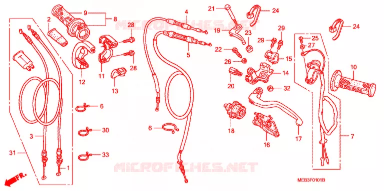 LEVIER DE GUIDON - CABLE - COMMODO (CRF450R4,5,6,7,8) Honda MOTO 450 CRF 2007  CRF450R7