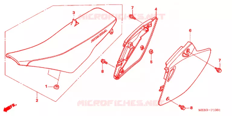 SIEGE/COUVERCLE LATERAL  Honda MOTO 450 CRF 2005  CRF450R5