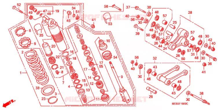 AMORTISSEUR ARRIERE Honda MOTO 450 CRF 2002  CRF450R2