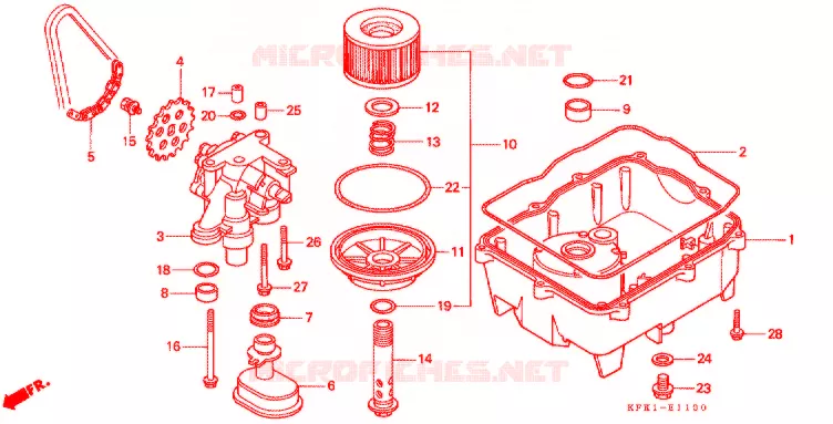 FILTRE A HUILE - CARTER D'HUILE - POMPE A HUILE Honda MOTO 250 VTR 2006  VTR2505