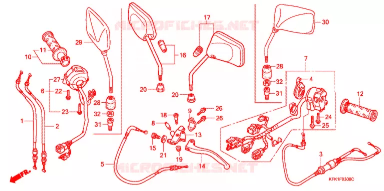 LEVIER DE GUIDON - CABLE - COMMODO Honda MOTO 250 VTR 2006  VTR2505