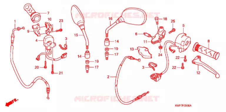 LEVIER DE GUIDON - CABLE - COMMODO Honda MOTO 125 CBF 2012  CBF125MB