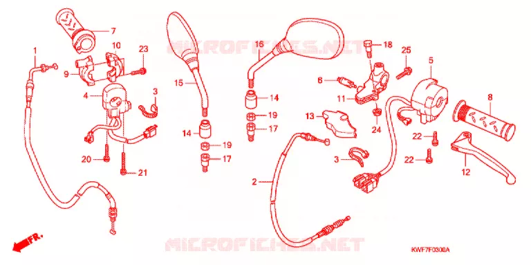 LEVIER DE GUIDON - CABLE - COMMODO Honda MOTO 125 CBF 2012  CBF125MB