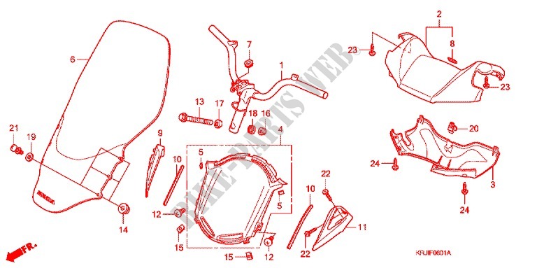 GUIDON   CARENAGE (FES1257/A7) (FES1507/A7) pour Honda S WING 125 FES 2007