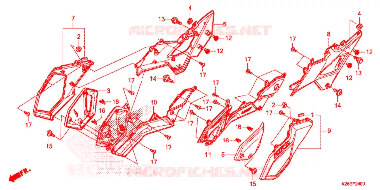 COUVERCLES LATERAUX Honda MOTO 125 MSX 2016  MSX125G