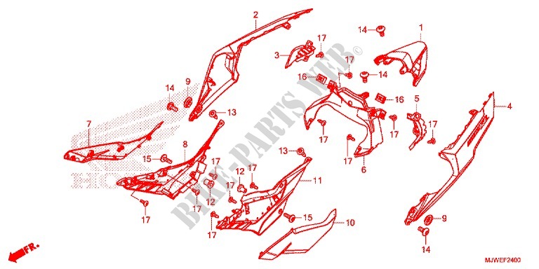 COUVERCLES LATERAUX   ARRIERES pour Honda CBR 500 R 2016