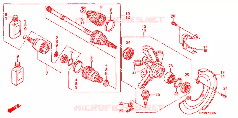 ARBRE DE ROUE  Honda ATV 500 FOURTRAX 2007  TRX500FM7