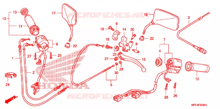 LEVIER DE GUIDON - CABLE - COMMODO Honda MOTO 750 SHADOW 2007  VT750C27
