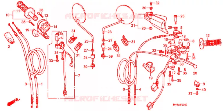 COMMODOS - POIGNEES - CABLES Honda MOTO 650 XR 2007  XR650L7