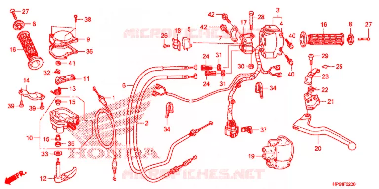 LEVIER DE GUIDON - CABLE - COMMODO Honda ATV 700 FOURTRAX 2008  TRX700XX9