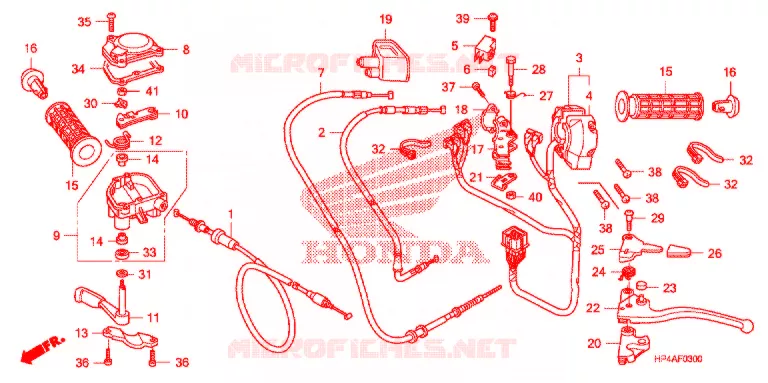 LEVIER DE GUIDON - CABLE - COMMODO Honda ATV 420 FOURTRAX 2009  TRX420TM9