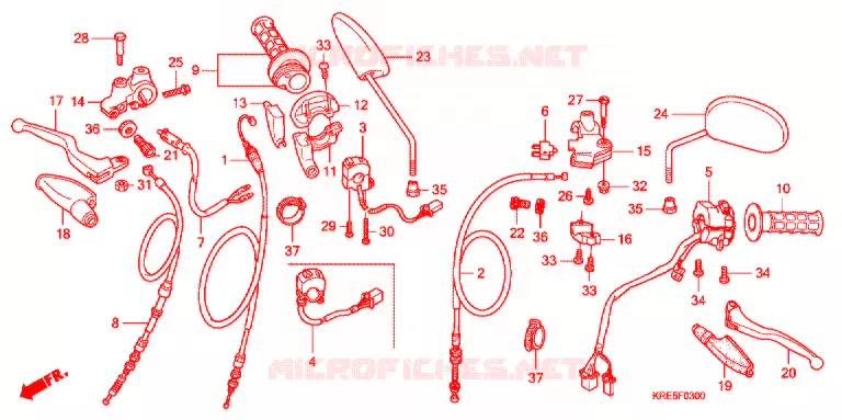 LEVIER DE GUIDON - CABLE - COMMODO Honda MOTO 150 NX 2010  NXR150ESA