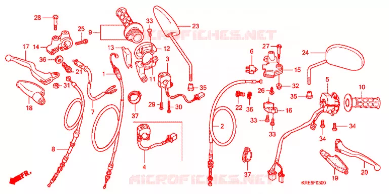 LEVIER DE GUIDON - CABLE - COMMODO Honda MOTO 150 NX 2010  NXR150ESDA