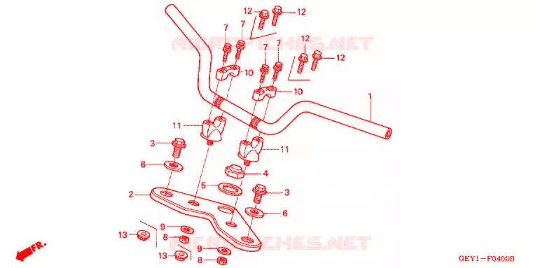 GUIDON - TE DE FOURCHE Honda MOTO 100 APE 2002  XZ1002