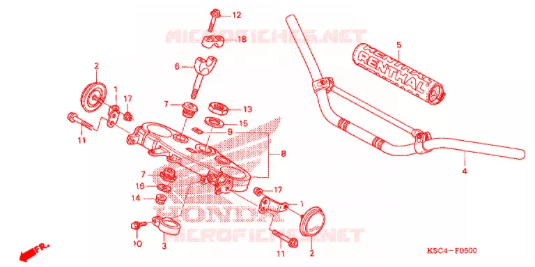 GUIDON - TE DE FOURCHE Honda MOTO 250 CRF 2004  CRF250X4