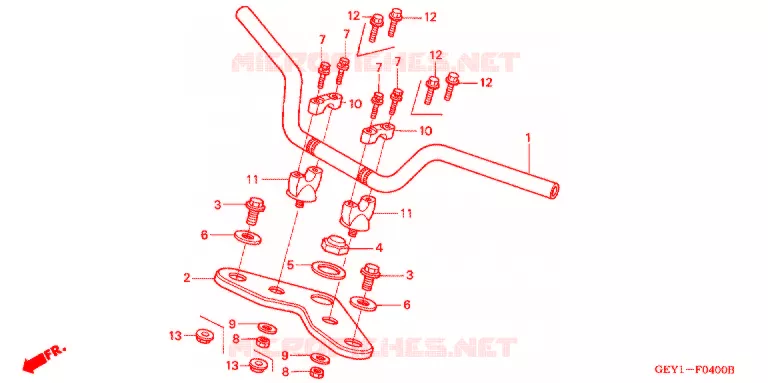 GUIDON - TE DE FOURCHE Honda MOTO 100 APE 2005  XZ1004